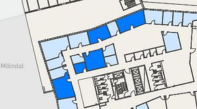 
							Planritning för Mindpark Mölndal, 5 privata rum, 106 m²