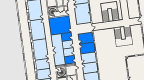 
							Planritning för Spaces Nordenskiöldsgatan, 5 privata rum, 49 m²
