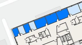 
							Planritning för Workopolis, 5 privata rum, 65 m²