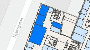 
							Planritning för Regus Östermalmstorg, 4 privata rum, 107 m²