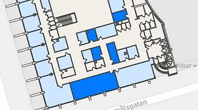 
							Planritning för United Spaces Östra Hamngatan, 5 privata rum, 98 m²