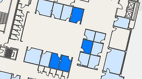 
							Planritning för Flexiwork Hovet, 4 privata rum, 43 m²