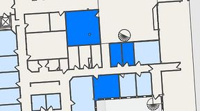 
							Planritning för FirstOffice Säveån, 4 privata rum, 75 m²