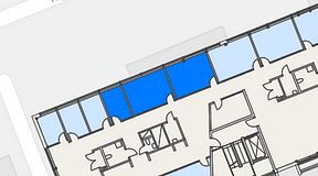 
							Planritning för Workopolis, 3 privata rum, 42 m²