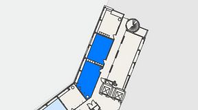 
							Planritning för Arena Läppstiftet, 3 privata rum, 74 m²