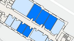 
							Planritning för iOffice Sjöbefälsskolan, 5 privata rum, 94 m²