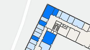 
							Planritning för Quick Office Älvsjö, 5 privata rum, 104 m²