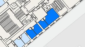 
							Planritning för Spaces Gamla Stan, 4 privata rum, 45 m²