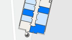 
							Planritning för FirstOffice Mobilia, 3 privata rum, 47 m²