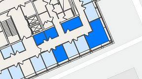 
							Planritning för Spaces Lindholmen, 5 privata rum, 49 m²
