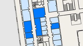 
							Planritning för Spaces Nordenskiöldsgatan, 5 privata rum, 74 m²