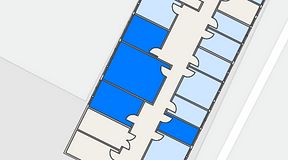 
							Planritning för Quick Office Älvsjö, 4 privata rum, 76 m²