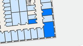 
							Planritning för QuickOffice Kista, 3 privata rum, 35 m²