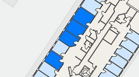 
							Planritning för Atmosfär Coworking, 4 privata rum, 56 m²