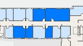 
							Planritning för FirstOffice Arenavägen 33, 5 privata rum, 98 m²