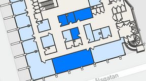 
							Planritning för United Spaces Östra Hamngatan, 5 privata rum, 103 m²
