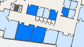 
							Planritning för Flexiwork Hovet, 5 privata rum, 114 m²