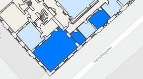 
							Planritning för United Spaces Uppsala, 3 privata rum, 90 m²