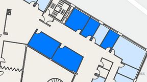 
							Planritning för Spaces Göteborg Gamlestan, 5 privata rum, 82 m²