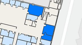 
							Planritning för Flexiwork Hovet, 3 privata rum, 62 m²