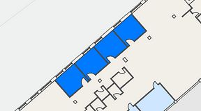 
							Planritning för Collab Arena Coworking, 4 privata rum, 72 m²