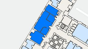 Planritning för iOffice Sjöbefälsskolan, 3 privata rum, 107 m²