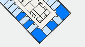 
							Planritning för FirstOffice Kanalvägen 17, 5 privata rum, 83 m²