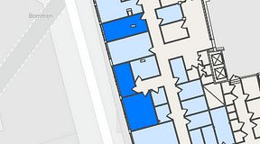 
							Planritning för Entreprenörsgatan Hasselbladshuset, 3 privata rum, 56 m²