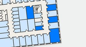 
							Planritning för QuickOffice Kista, 5 privata rum, 59 m²