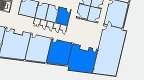 
							Planritning för Flexiwork Hovet, 3 privata rum, 81 m²