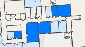 
							Planritning för FirstOffice Säveån, 5 privata rum, 85 m²