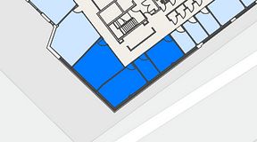 Planritning för United Spaces Helsingborg, 1 privata rum, 87 m²
