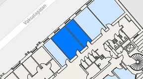 
							Planritning för Banken Coworking, 2 privata rum, 47 m²