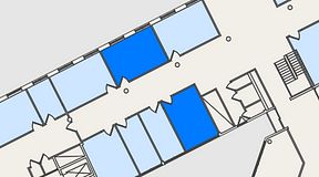 
							Planritning för Convendum Spårvagnshallarna, 2 privata rum, 43 m²