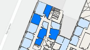 
							Planritning för Regus Östermalmstorg, 5 privata rum, 68 m²