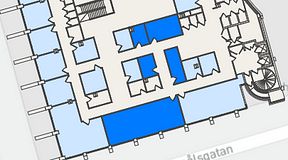 
							Planritning för United Spaces Östra Hamngatan, 5 privata rum, 106 m²
