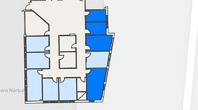 
							Planritning för Regus Täby, 4 privata rum, 44 m²