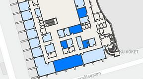 
							Planritning för United Spaces Östra Hamngatan, 5 privata rum, 111 m²