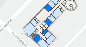 Planritning för Dockside Office & Coworking, 4 privata rum, 52 m²