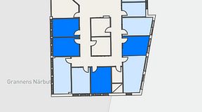 
							Planritning för Regus Täby, 4 privata rum, 45 m²