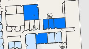 
							Planritning för FirstOffice Säveån, 5 privata rum, 94 m²