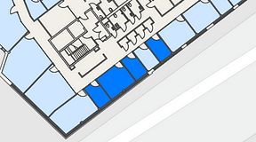 
							Planritning för United Spaces Helsingborg, 4 privata rum, 46 m²