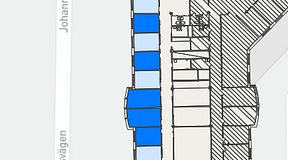 Planritning för FASTOFFICE Johanneslundsvägen 2, 5 privata rum, 76 m²