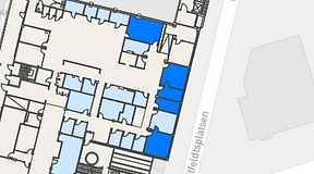
							Planritning för Flexiwork Hovet, 5 privata rum, 95 m²