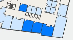 
							Planritning för Flexiwork Hovet, 4 privata rum, 119 m²