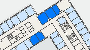
							Planritning för Regus Kistagången 20b, 5 privata rum, 79 m²
