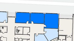 
							Planritning för EQ Coworking, 3 privata rum, 86 m²