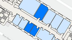 
							Planritning för iOffice Sjöbefälsskolan, 3 privata rum, 49 m²