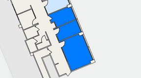 
							Planritning för FASTOFFICE Södertälje, 3 privata rum, 45 m²