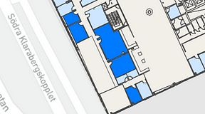 Planritning för United Spaces Waterfront Klarabergsviadukten, 5 privata rum, 95 m²